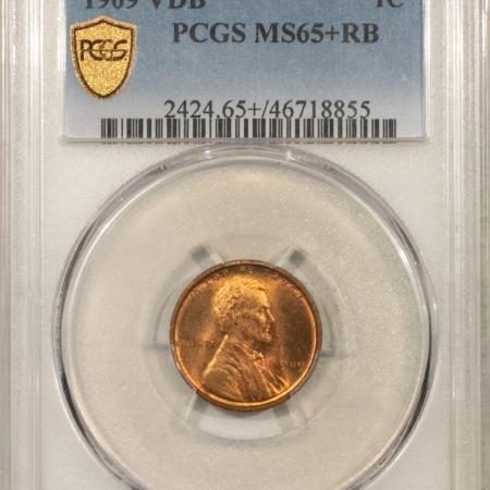 Lincoln Cents (Wheat) 1909 VDB LINCOLN CENT – PCGS MS-65+ RB, PREMIUM QUALITY!