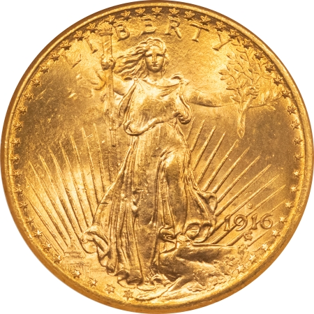 $20 1916-S $20 ST GAUDENS GOLD DOUBLE EAGLE – NGC MS-64 CAC, FATTIE HOLDER & PQ++!