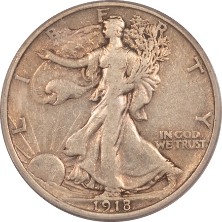 New Certified Coins 1918 WALKING LIBERTY HALF DOLLAR – PCGS VF-30, PLEASING!