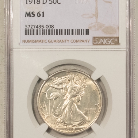 New Certified Coins 1918-D WALKING LIBERTY HALF DOLLAR – NGC MS-61, WHITE & LOOKS BETTER!