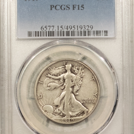 New Certified Coins 1919 WALKING LIBERTY HALF DOLLAR – PCGS F-15, NICE ORIGINAL!