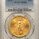 $20 1925 $20 ST GAUDENS GOLD DOUBLE EAGLE – PCGS MS-66, PRETTY, BETTER DATE!