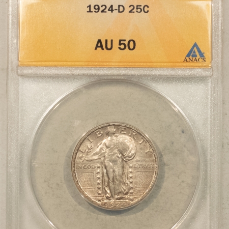 New Certified Coins 1924-D STANDING LIBERTY QUARTER – ANACS AU-50, FLASHY!