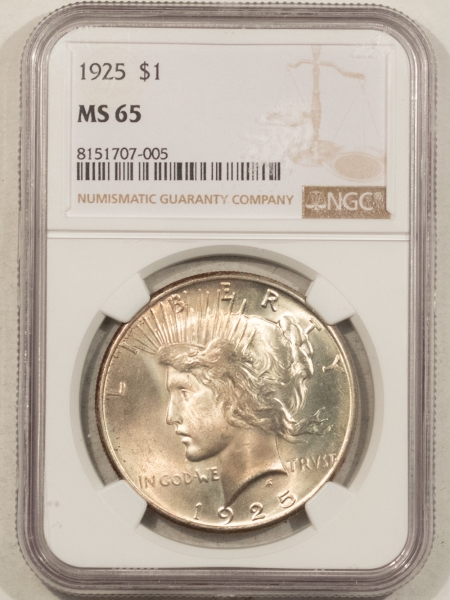 New Certified Coins 1925 $1 PEACE DOLLAR – NGC MS-65
