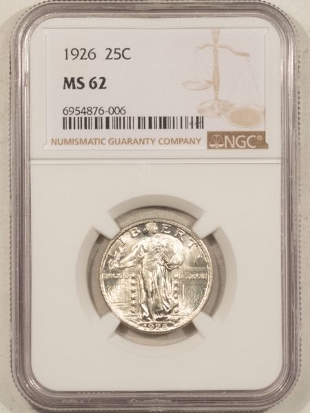 New Certified Coins 1926 STANDING LIBERTY QUARTER – NGC MS-62, BLAST WHITE!