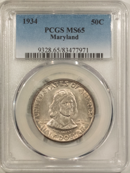 New Certified Coins 1934 MARYLAND COMMEMORATIVE HALF DOLLAR – PCGS MS-65, FRESH GEM!