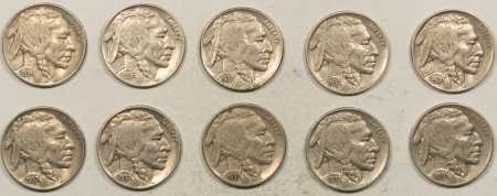 New Store Items 1936 X4 1937 X4 1937-D X2 BUFFALO NICKELS LOT/10 HIGH GRADE EXAMPLES FULL HORNS