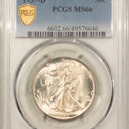 New Certified Coins 1937-D WALKING LIBERTY HALF DOLLAR – PCGS MS-66, BLAST WHITE!