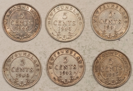 New Store Items 1940-1945 5C CANADA NEWFOUNDLAND KM-19 LOT/6 – HIGH GRADE CIRCULATED EXAMPLES!