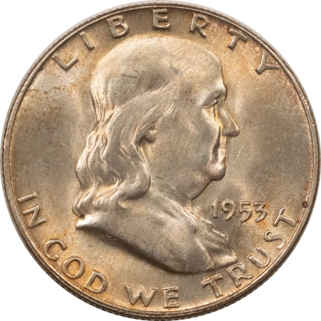 New Store Items 1953-D FRANKLIN HALF DOLLAR, GEM UNCIRCULATED W/VIRTUALLY FULL BELL LINES!