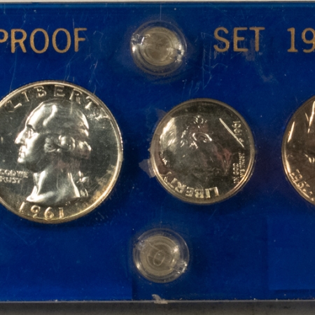 New Store Items 1961 5 COIN US SILVER PROOF SET – GEM PROOF IN VINTAGE SNAP HOLDER!