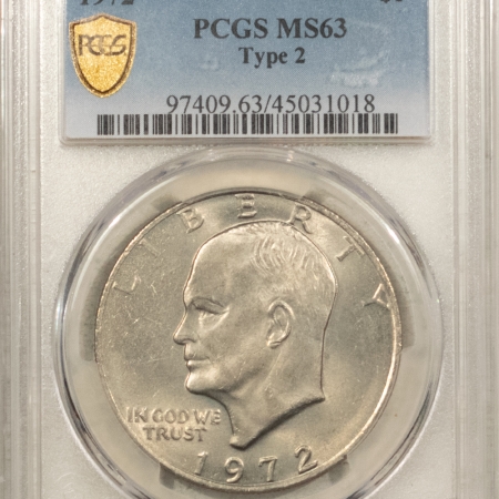 Eisenhower Dollars 1972 $1 IKE DOLLAR, TYPE 2 – PCGS MS-63