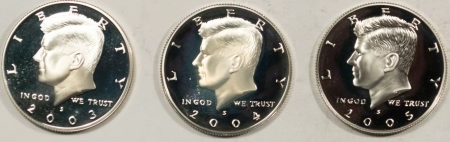 New Store Items 2003-S, 2004-S, 2005-S KENNEDY PROOF SILVER HALF DOLLARS, LOT/3 – GEM PROOFS!