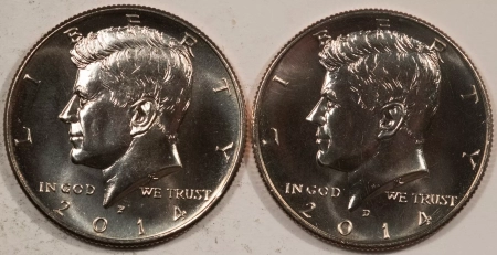 Kennedy Halves 2014-P&D KENNEDY HALF DOLLARS 50TH ANNIVERSARY SET OF 2, GEM SPECIMEN FINISH!