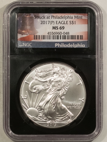 American Silver Eagles 2017(P) $1 AMERICAN SILVER EAGLE, 1 OZ – NGC MS-69
