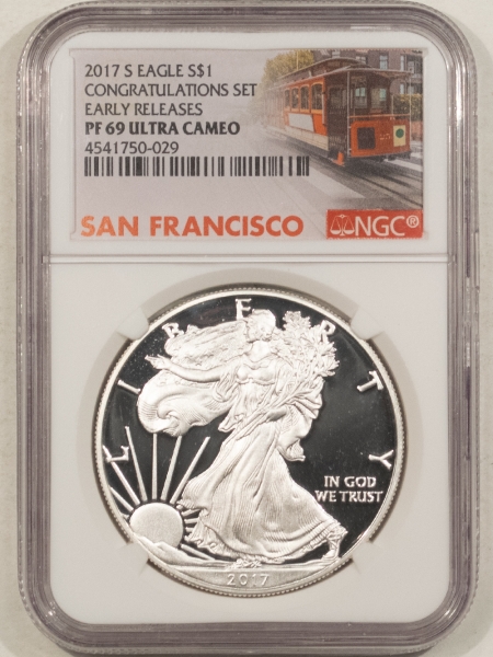 American Silver Eagles 2017-S $1 PROOF AMERICAN SILVER EAGLE, 1 OZ – NGC PF-69 ULTRA CAMEO, EARLY REL