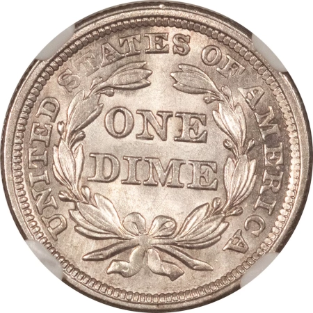 Liberty Seated Dimes 1857 LIBERTY SEATED DIME – NGC MS-64, BLAST WHITE & LUSTROUS!