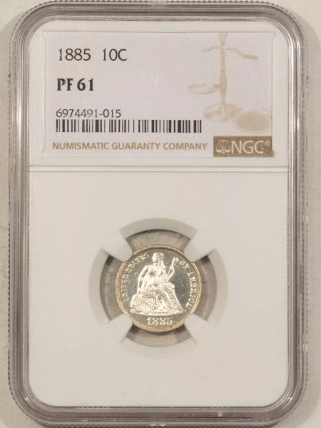 Liberty Seated Dimes 1885 PROOF LIBERTY SEATED DIME – NGC PF-61, PREMIUM QUALITY! LOOKS CAMEO!