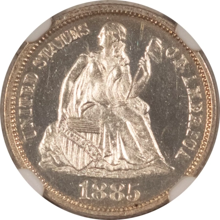 Liberty Seated Dimes 1885 PROOF LIBERTY SEATED DIME – NGC PF-61, PREMIUM QUALITY! LOOKS CAMEO!