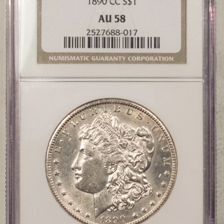 U.S. Certified Coins 1890-CC $1 MORGAN DOLLAR – NGC AU-58, WHITE & LOOK UNCIRCULATED! CARSON CITY!