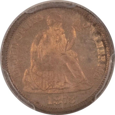 Liberty Seated Dimes 1873 PROOF SEATED LIBERTY DIME, NO ARROWS, CLOSED 3 – PCGS PR-64 CAM! CAMEO!