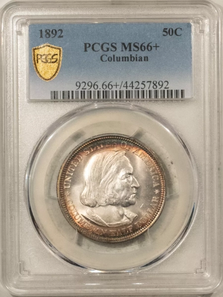 Silver 1892 COLUMBIAN COMMEMORATIVE HALF DOLLAR – PCGS MS-66+, GORGEOUS, FLASHY GEM!