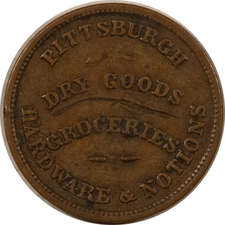 Civil War & Hard Times 1860s CIVIL WAR STORE CARD PITTSBURGH, PA, DRY GOODS, F765R-3a R-2, XF W SCRATCH