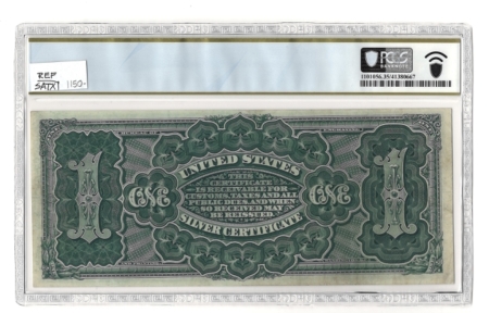 Large Silver Certificates 1886 $1 SILVER CERTIFICATE, MARTHA WASHINGTON, FR-215, PCGS CHOICE VF-35; FRESH!