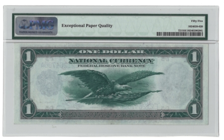 Large Federal Reserve Notes 1918 $1 FEDERAL RESERVE NOTE, FR-721, RICHMOND, PMG AU-55 EPQ-CENTERED, EMBOSSED