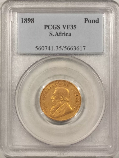 New Certified Coins 1898 SOUTH AFRICA GOLD POND (SOVEREIGN/POUND SIZE), KM-10.2 .2352 AGW PCGS VF-35