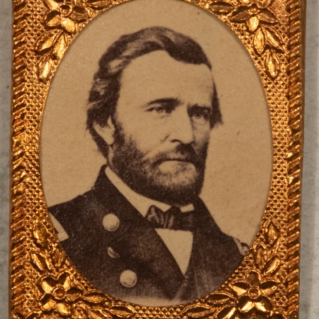 Other Collectibles 1868 ULYSSES S. GRANT CARDBOARD PIC IN A BRASS SHELL, 3/4″ x 1″, BEAUTIFUL MINT!