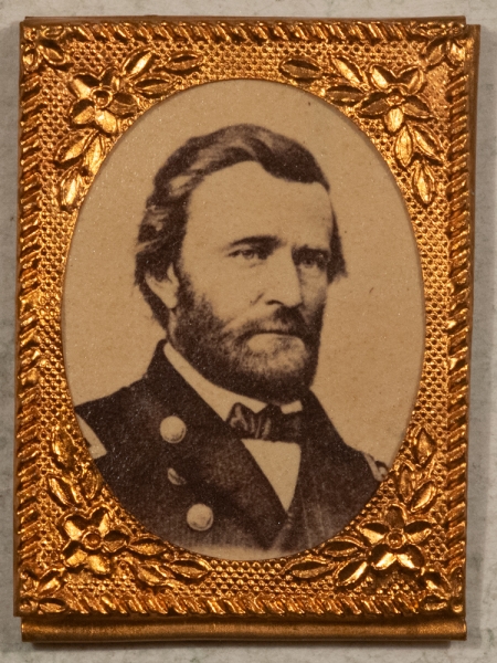 Other Collectibles 1868 ULYSSES S. GRANT CARDBOARD PIC IN A BRASS SHELL, 3/4″ x 1″, BEAUTIFUL MINT!