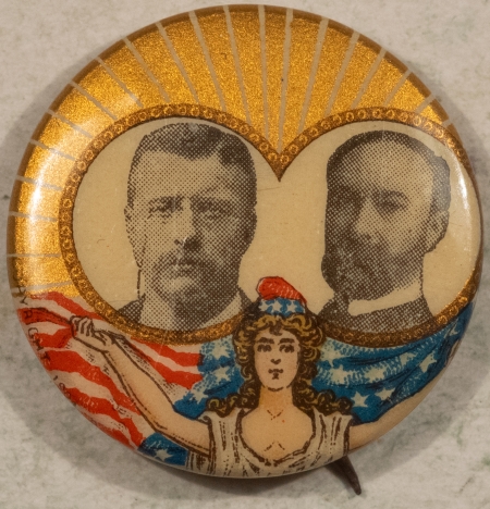 Other Collectibles 1904 TR TEDDY ROOSEVELT & FAIRBANKS 7/8″ LIBERTY CELLO NEAR MINT!