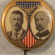 New Store Items 1904 TR TEDDY ROOSEVELT & FAIRBANKS 7/8″ SHIELD CELLO (LARGE HEADS) – MINT!