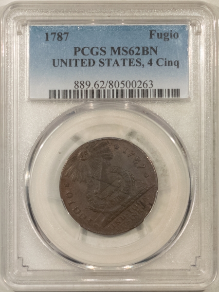 Colonials 1787 FUGIO CENT, UNITED STATES, 4 CINQ PCGS MS-62 BN