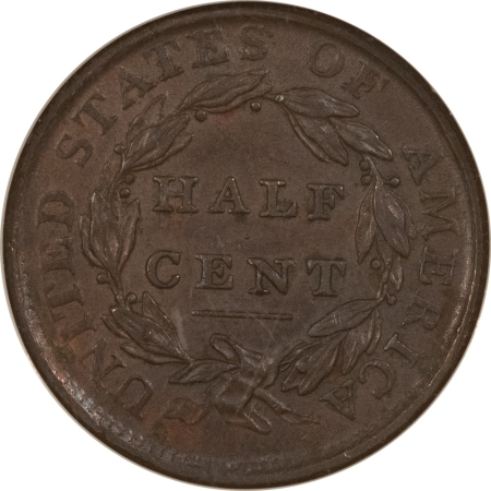 CAC Approved Coins 1809/6 (INVERTED 9) CLASSIC HEAD HALF CENT NGC AU-50 BN CAC, FRESH PQ++!