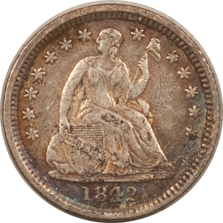 U.S. Uncertified Coins 1842-O HALF DIME, MUCH BETTER DATE-HIGH GRADE CIRCULATED EXAMPLE, ROUGH SURFACES