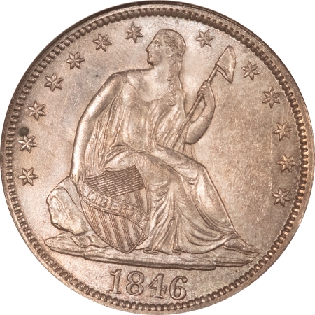 Liberty Seated Halves 1846 TALL DATE SEATED LIBERTY HALF DOLLAR – NGC MS-62, SCARCE VARIETY!