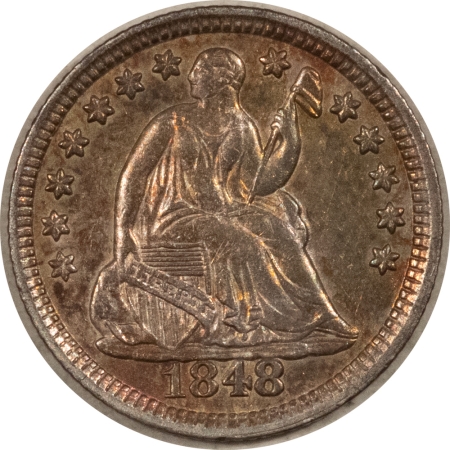 New Store Items 1848 MEDIUM DATE SEATED LIBERTY HALF DIME – HIGH GRADE EXAMPLE, CHOICE!