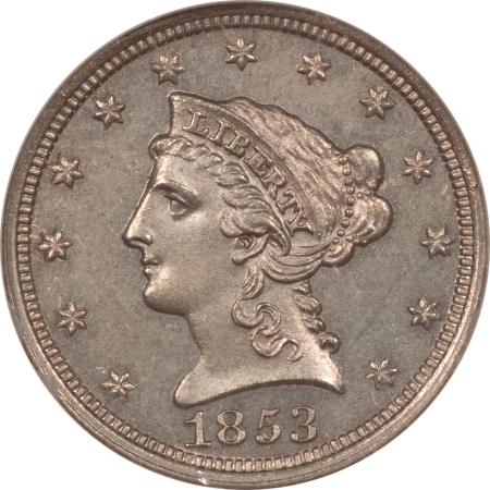 New Store Items 1853 PATTERN 1c, J-151, COPPER-NICKEL, $2.50 LIBERTY OBVERSE, R-6, NGC PF-63