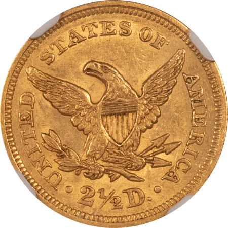 $2.50 1853 $2.50 LIBERTY GOLD QUARTER EAGLE – NGC AU-55, NICE EARLY DATE!