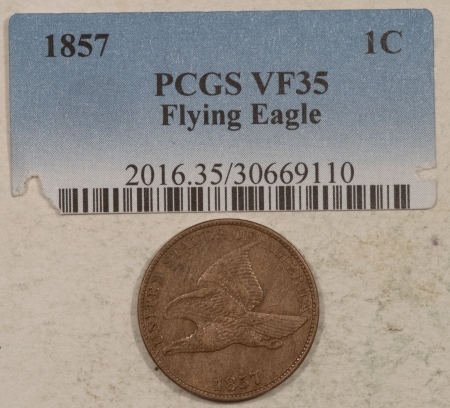 New Store Items 1857 FLYING EAGLE CENT – HIGH GRADE CIRCULATED EXAMPLE, CHOICE VF! WITH TAG!