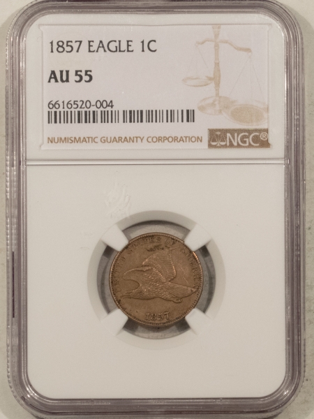 Flying Eagle 1857 FLYING EAGLE CENT – NGC AU-55