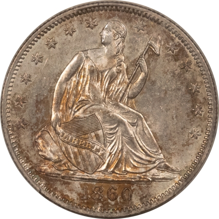 Liberty Seated Halves 1860-O SEATED LIBERTY HALF DOLLAR, WB-6 LARGE O, T-2 REVERSE – PCGS MS-62