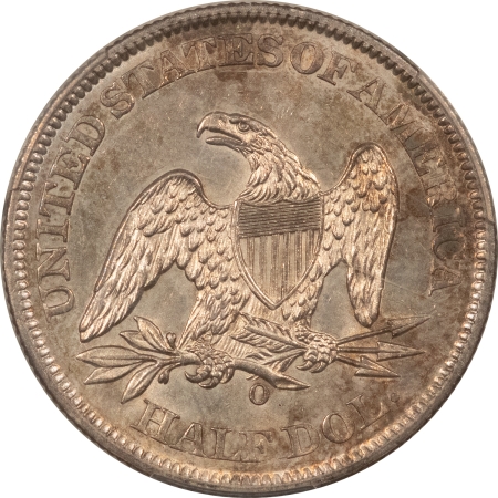 Liberty Seated Halves 1860-O SEATED LIBERTY HALF DOLLAR, WB-6 LARGE O, T-2 REVERSE – PCGS MS-62