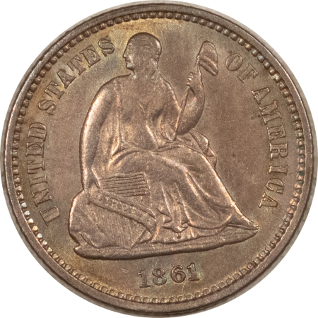 New Store Items 1861 SEATED LIBERTY HALF DIME – HIGH GRADE EXAMPLE! PRETTY!