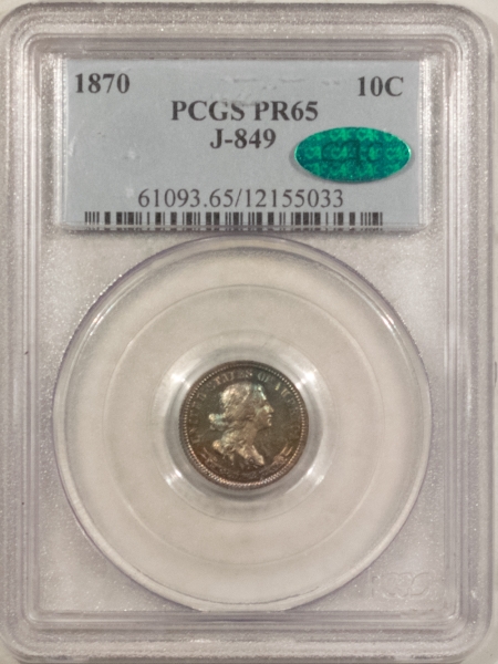 New Store Items 1870 PATTERN 10c, J-849, SILVER, STANDARD DESIGN, PCGS PR-65, CAC-GORGEOUS!