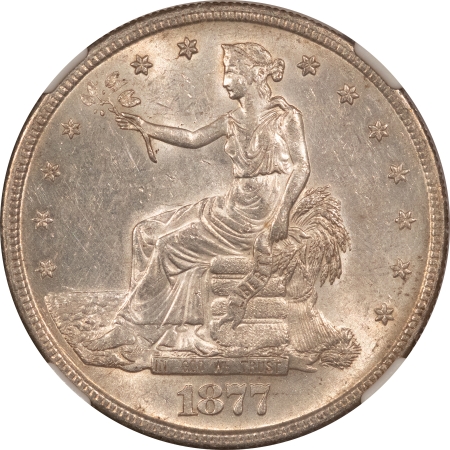 New Certified Coins 1877-S $1 TRADE DOLLAR – NGC AU-58, CARTWHEEL LUSTER & NEARLY UNCIRCULATED!