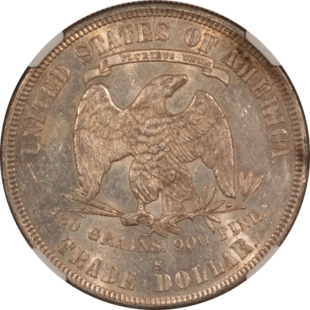 New Certified Coins 1877-S $1 TRADE DOLLAR – NGC AU-58, CARTWHEEL LUSTER & NEARLY UNCIRCULATED!