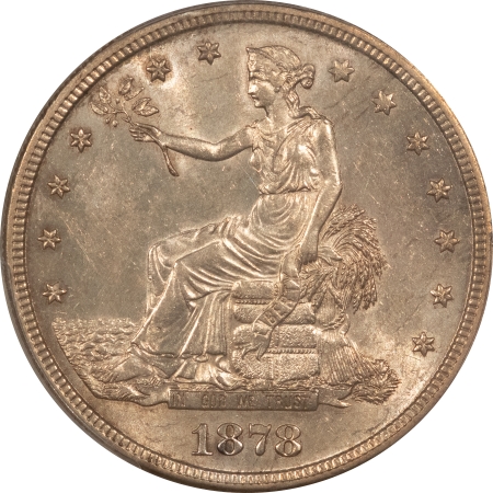 New Certified Coins 1878-S $1 TRADE DOLLAR – PCGS MS-61 LUSTROUS & ATTRACTIVE, LOOKS CHOICE!